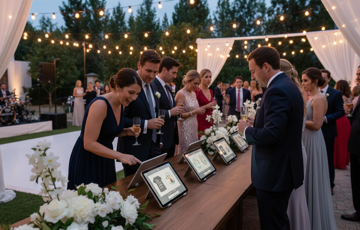 Our Live Screen Printing Package Includes: Professional screen printers and friendly event greeters to engage guests and keep the experience flowing smoothly. up to 8 two-color designs.